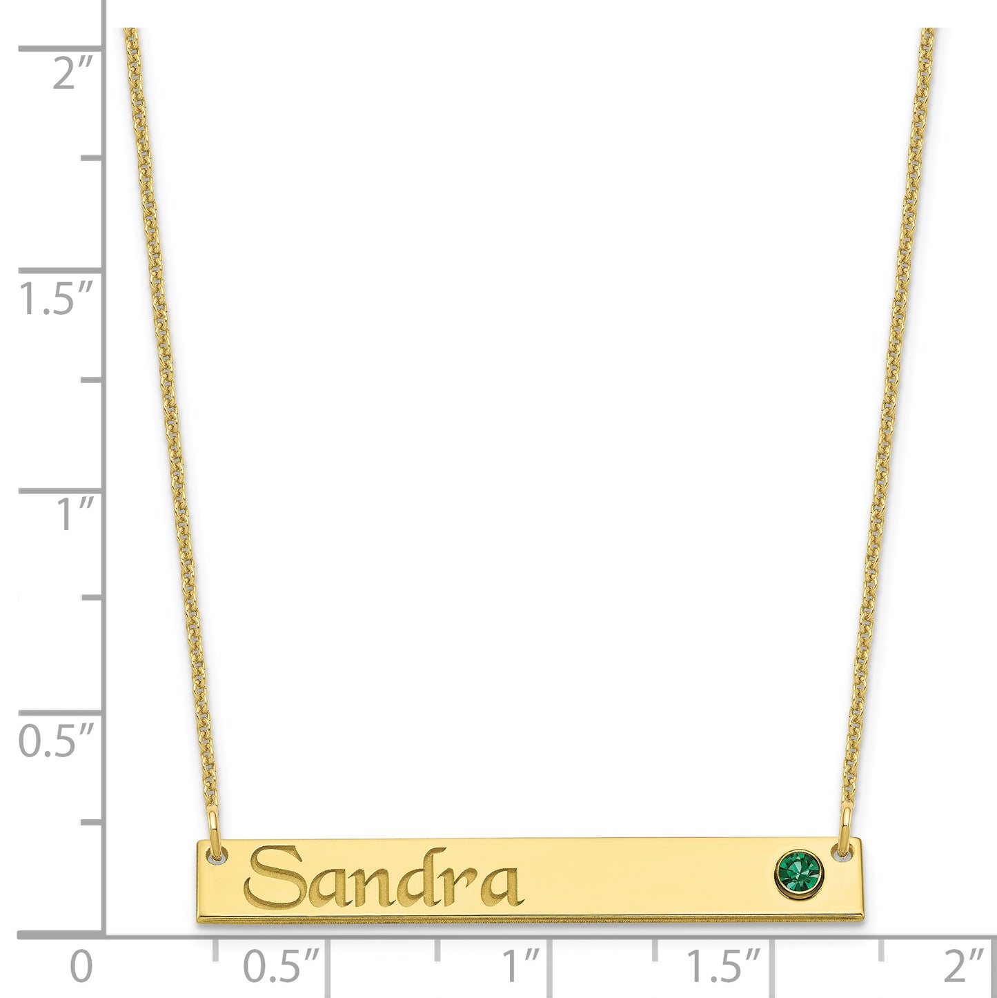 10K Yellow Gold Personalized Bar w/ 14k Bezel Birthstone Necklace