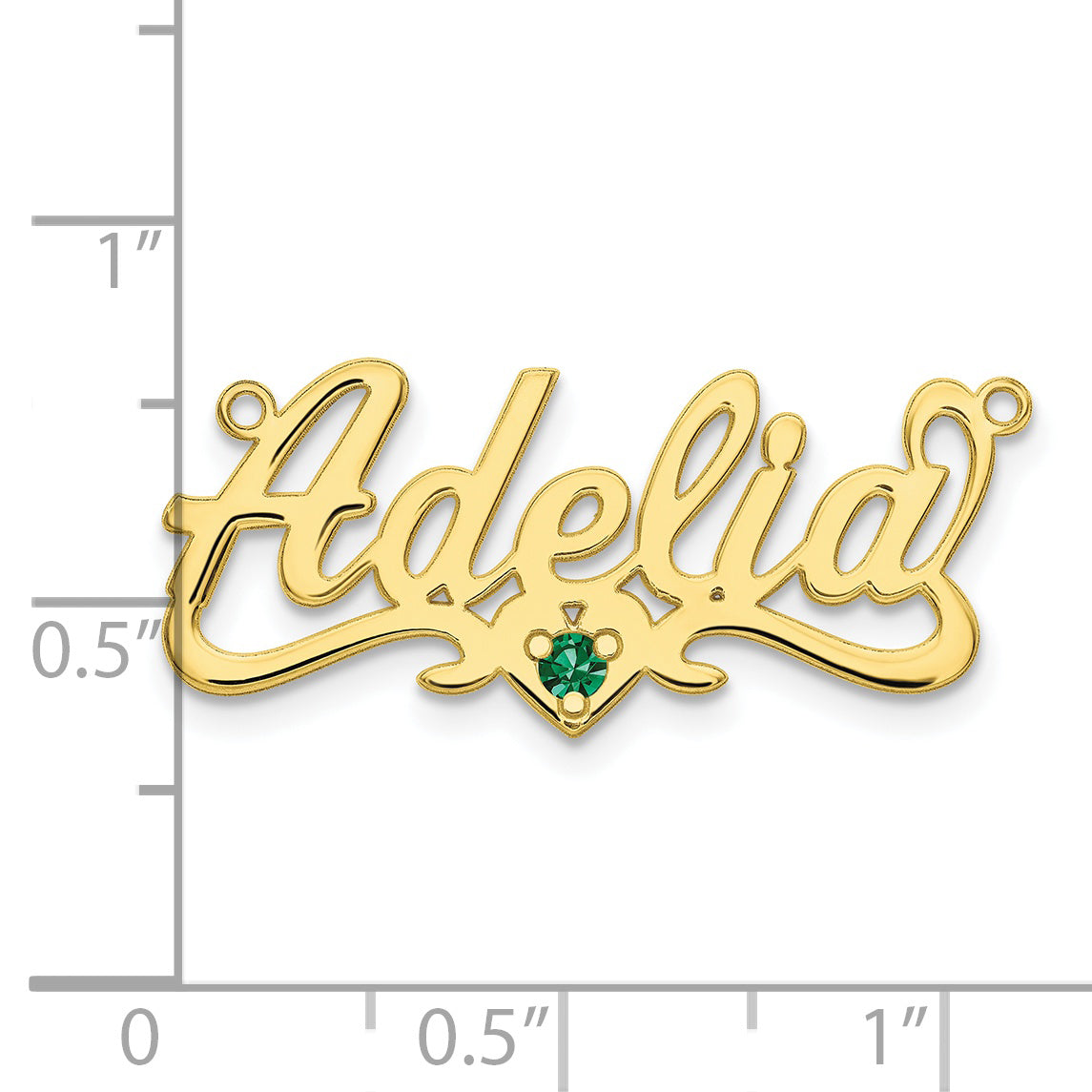 10K Yellow Gold Polished Birthstone with Heart Name Plate