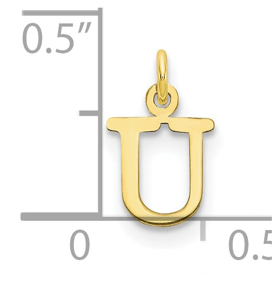 10K Yellow Gold Cutout Letter U Initial Charm