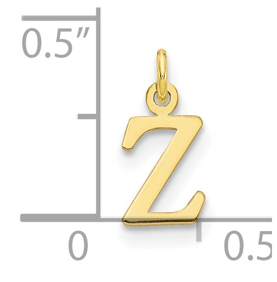 10K Yellow Gold Cutout Letter Z Initial Charm