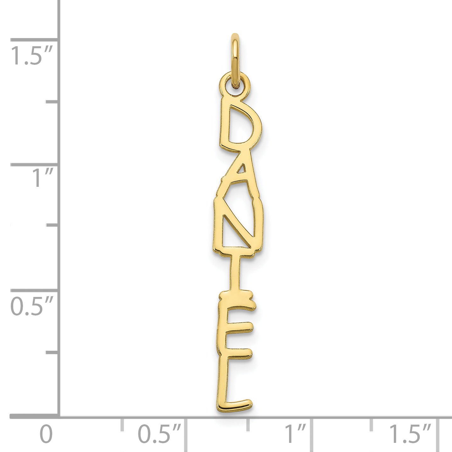 10K Yellow Gold Comic Sans Font Vertical Name Plate Charm