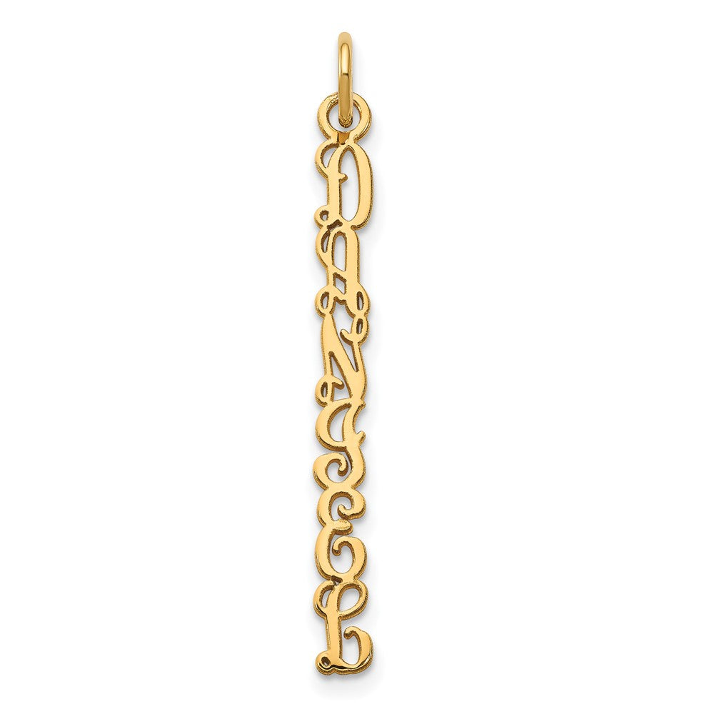10K Yellow Gold QG Vine Font Vertical Name Plate Charm