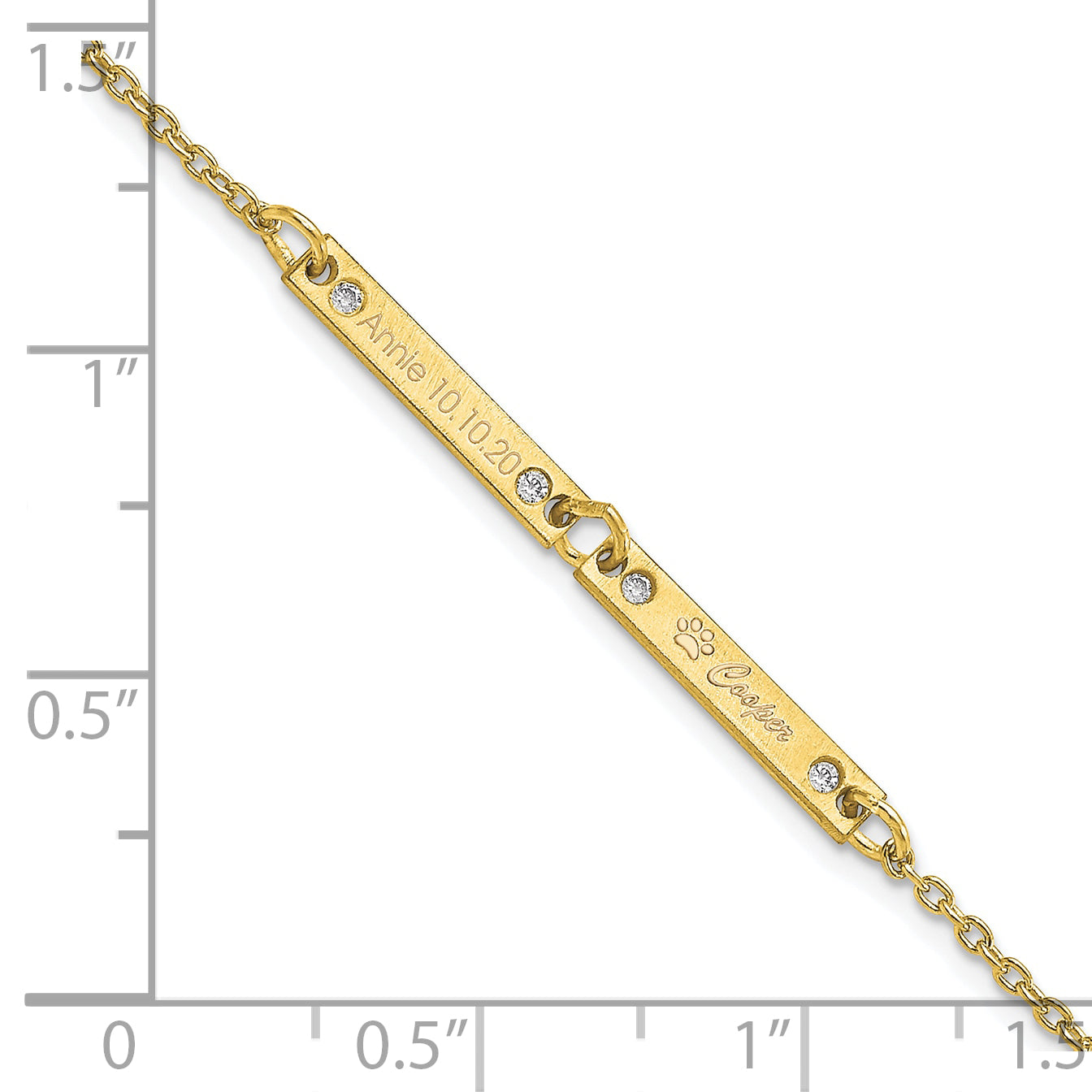 10K Yellow Gold Brushed 2 Station Diamond Bracelet