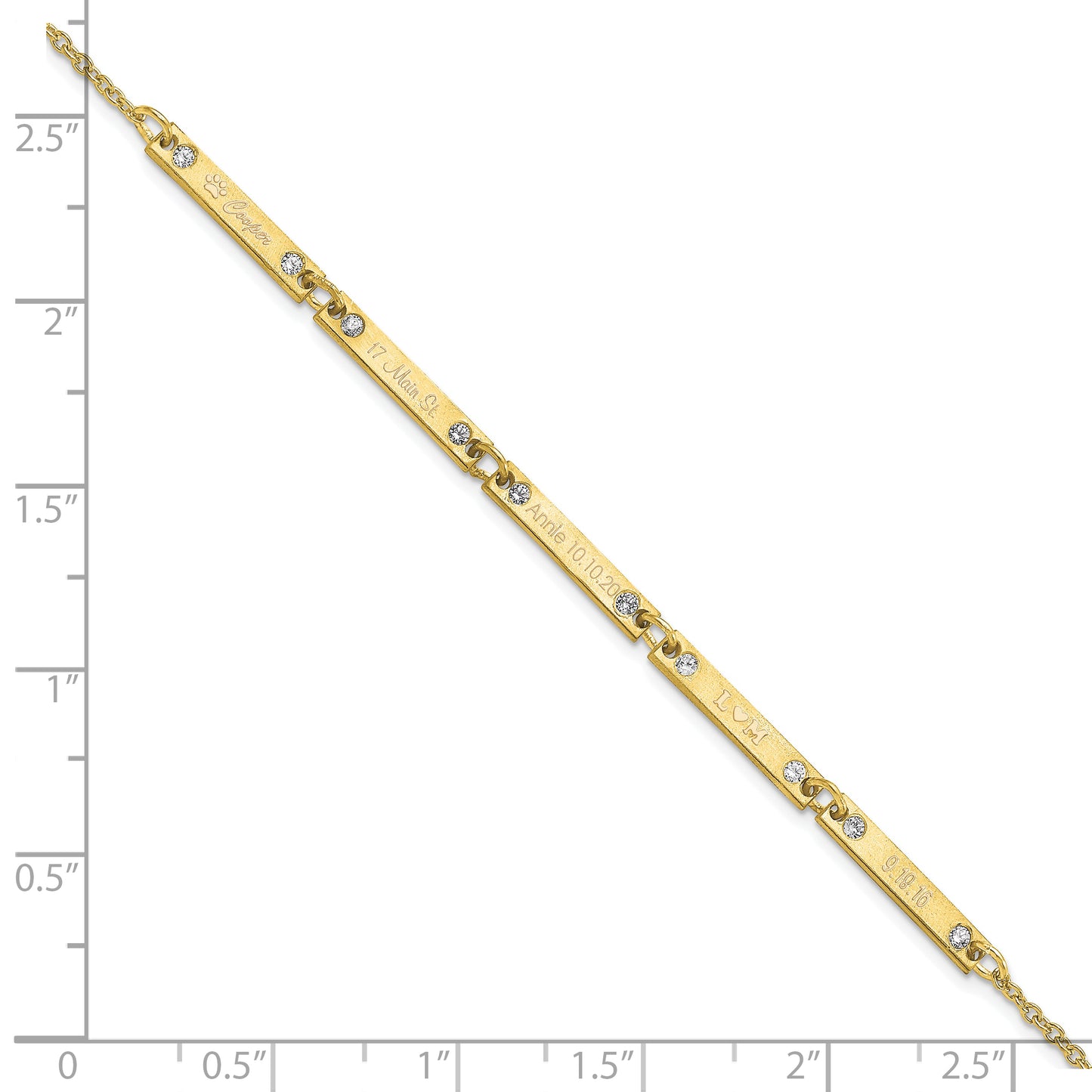 10K Yellow Gold Brushed 5 Station Diamond Bracelet