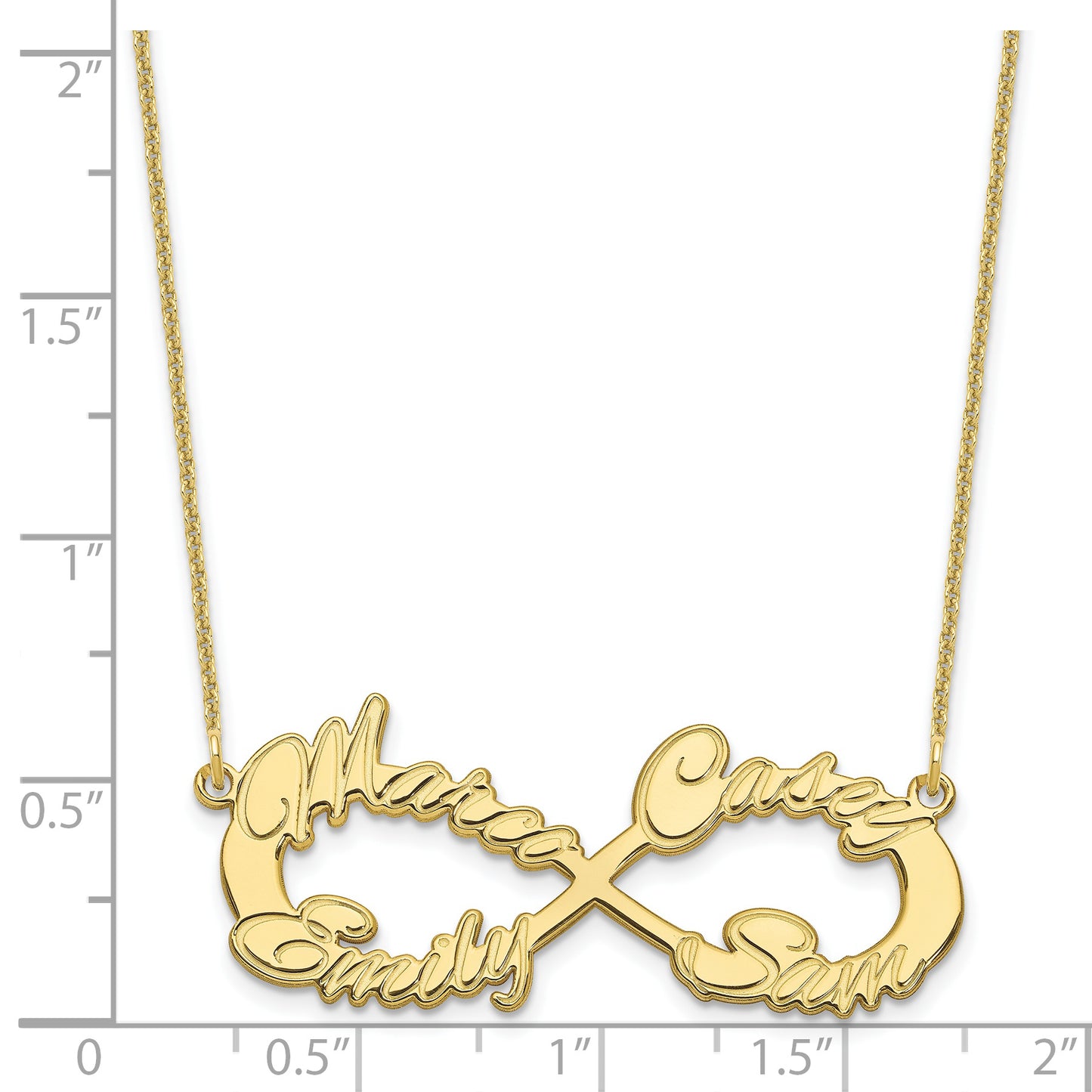 10K Yellow Gold 4 Name Infinity Necklace