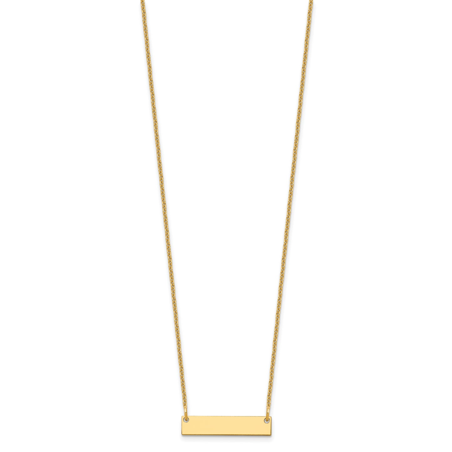 10K Yellow Gold Small Polished Blank Bar Necklace