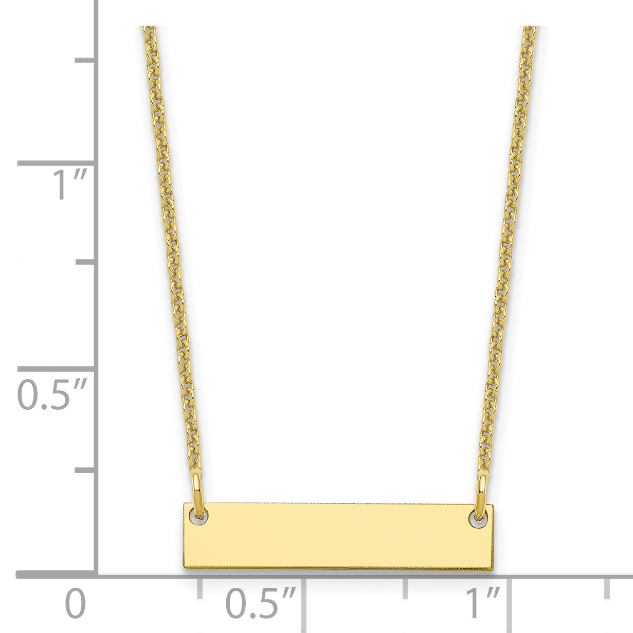 10K Yellow Gold Small Polished Blank Bar Necklace