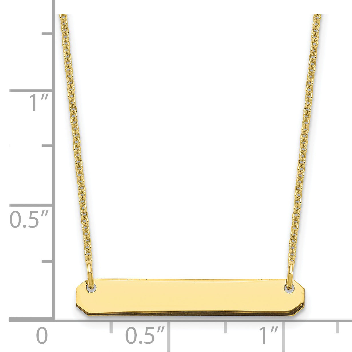 10K Yellow Gold Small Polished Blank Bar Necklace