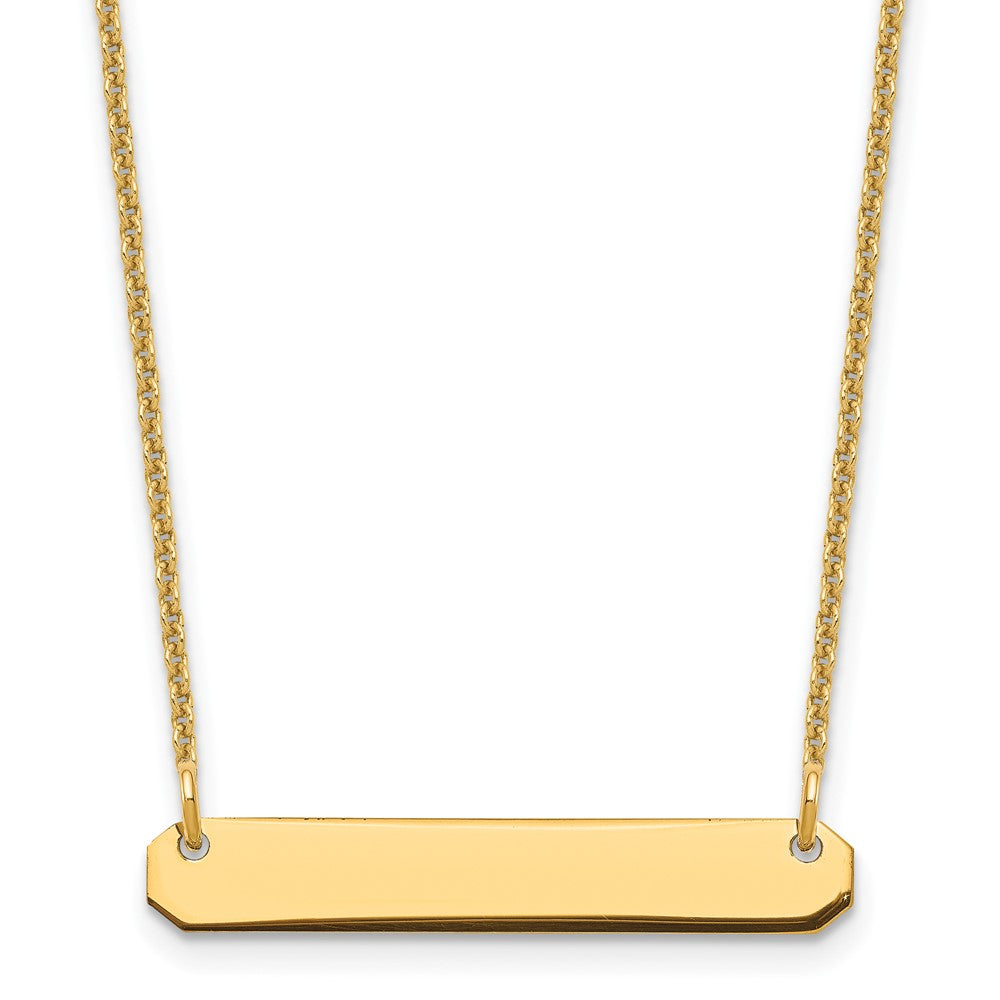 10K Yellow Gold Small Polished Blank Bar Necklace
