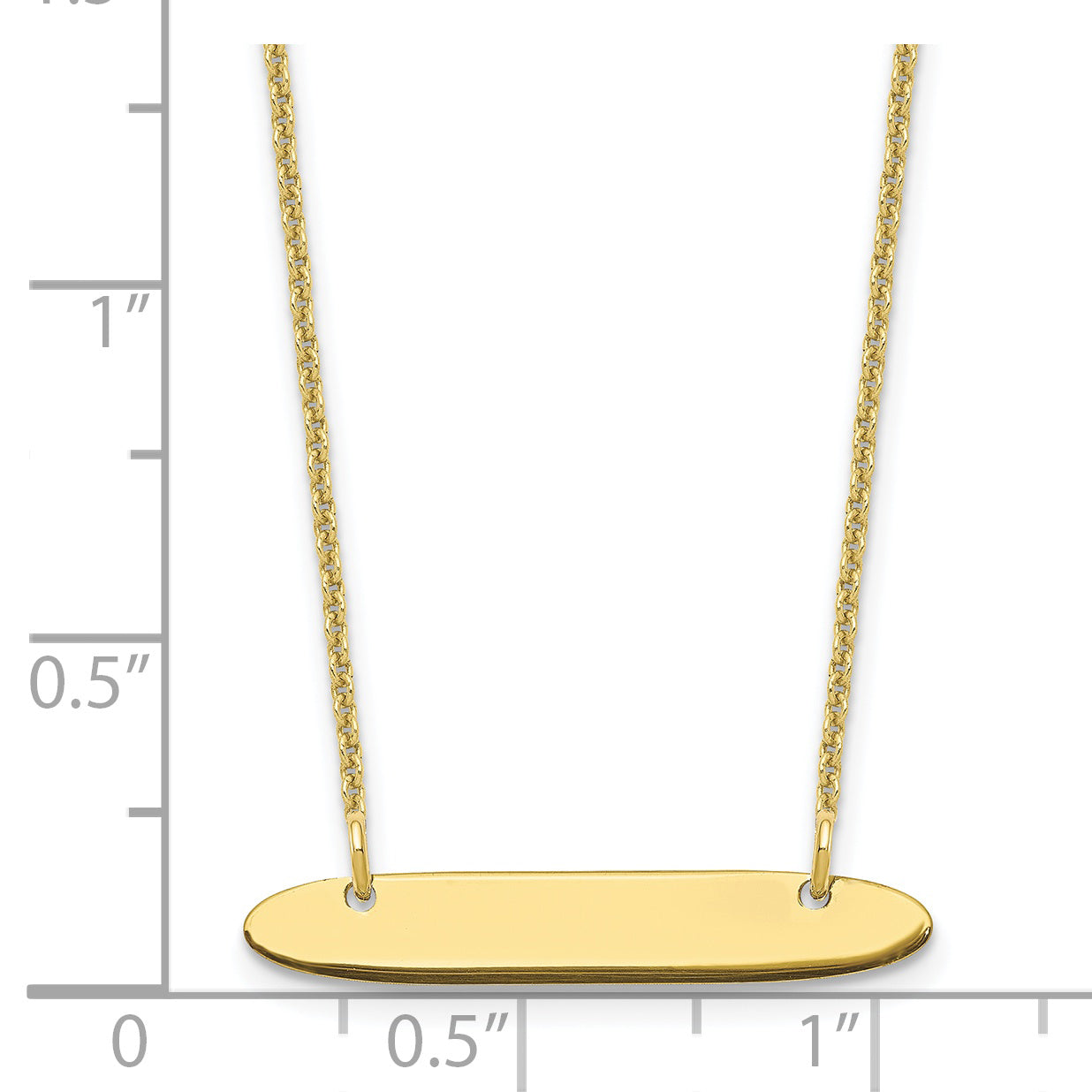 10K Yellow Gold Small Polished Oblong Blank Bar Necklace