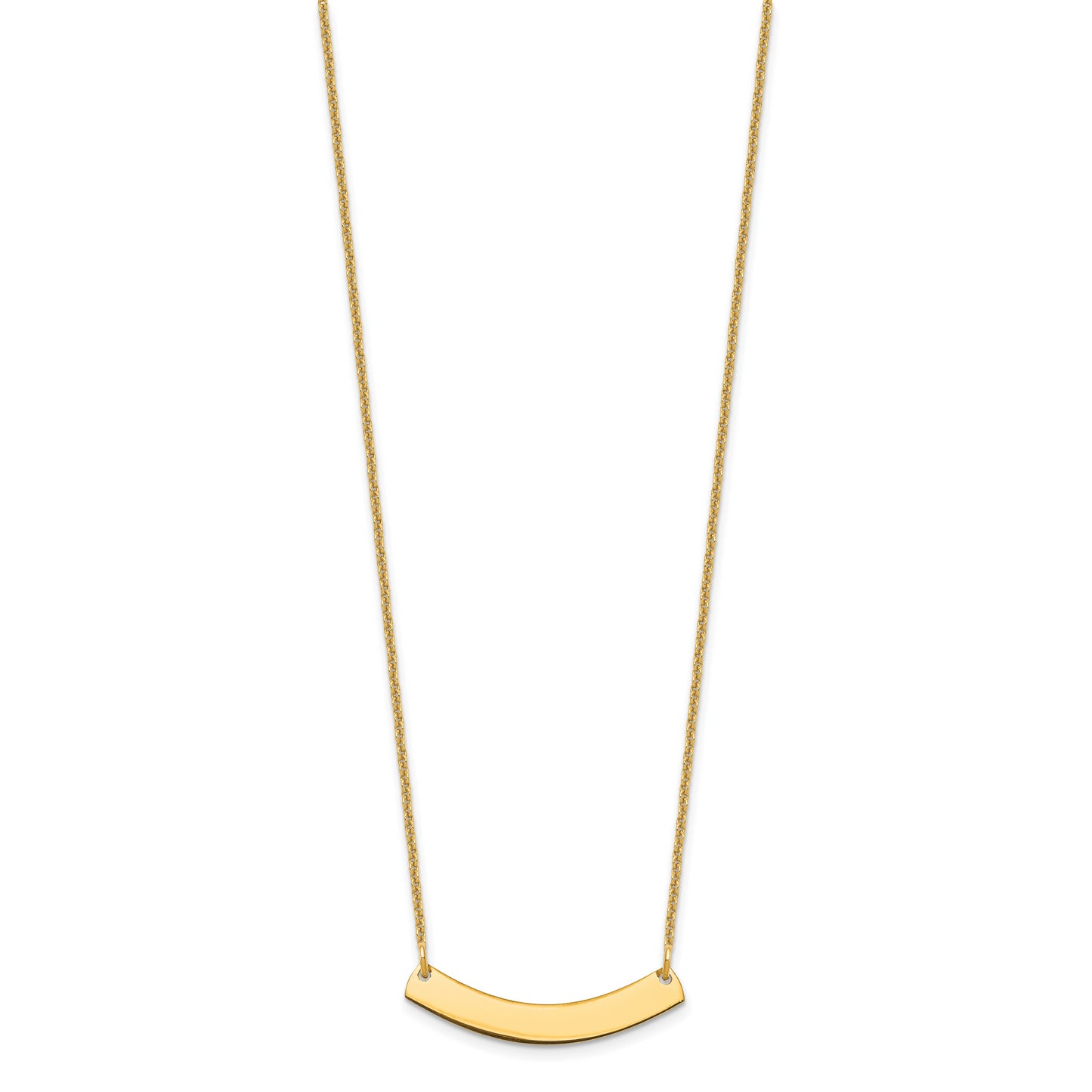 10K Yellow Gold Small Polished Curved Blank Bar Necklace