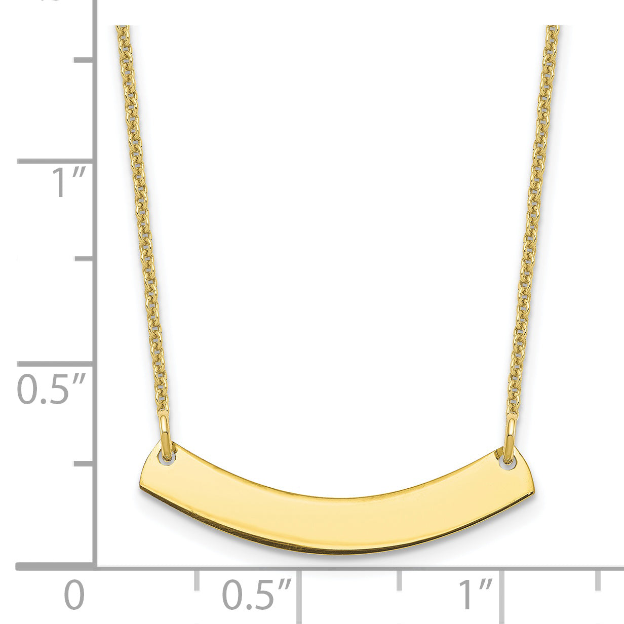10K Yellow Gold Small Polished Curved Blank Bar Necklace