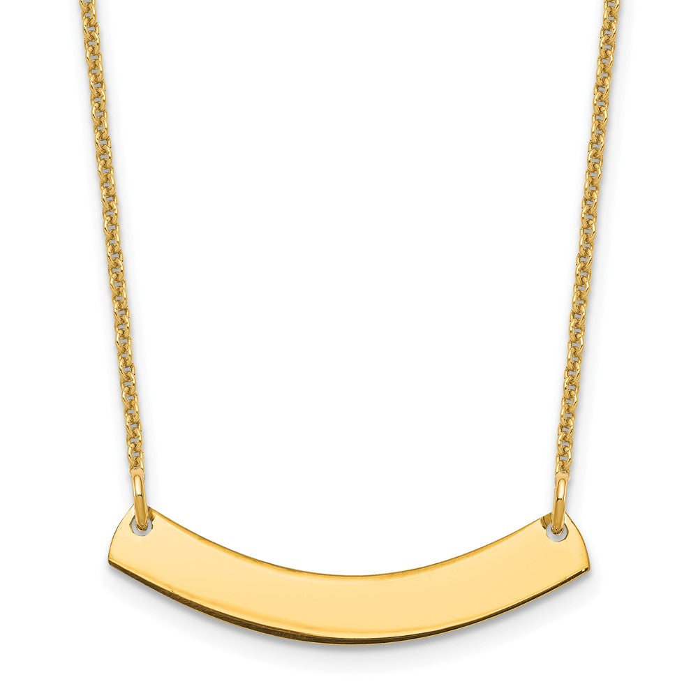 10K Yellow Gold Small Polished Curved Blank Bar Necklace