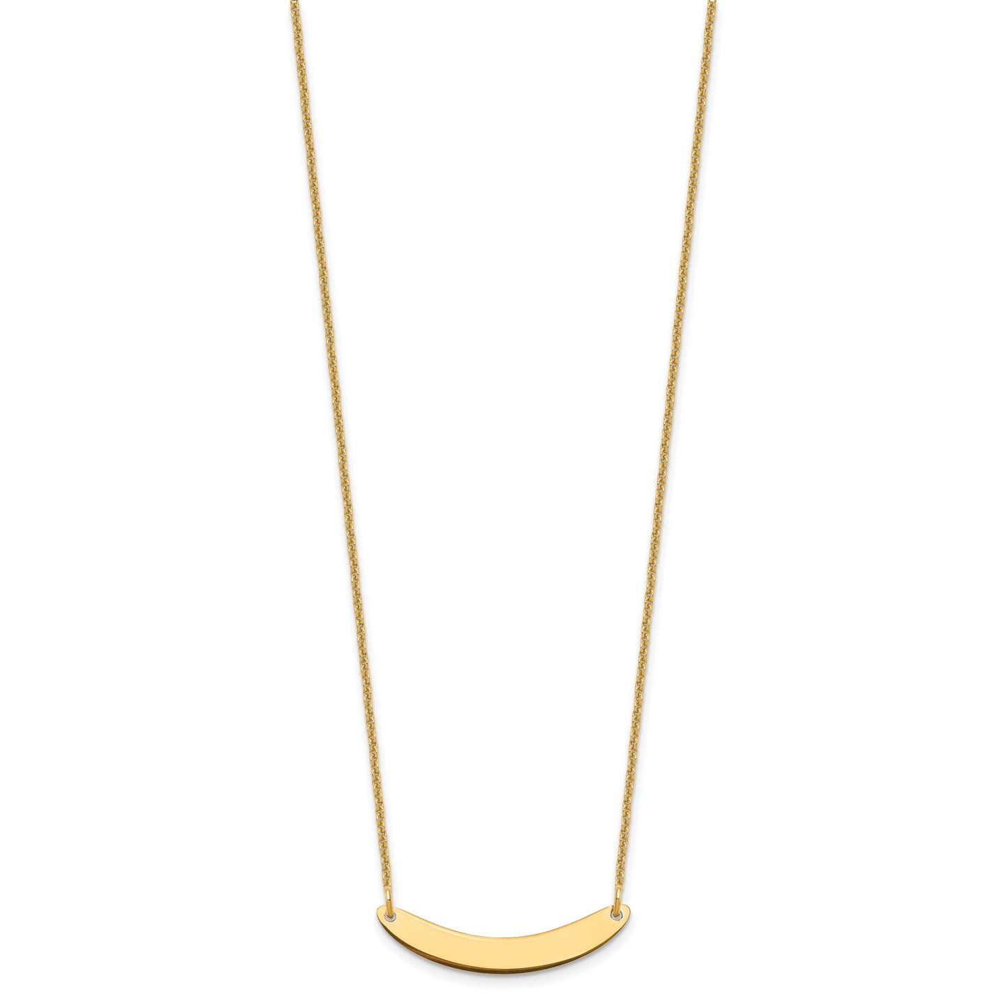 10K Yellow Gold Small Polished Curved Blank Bar Necklace