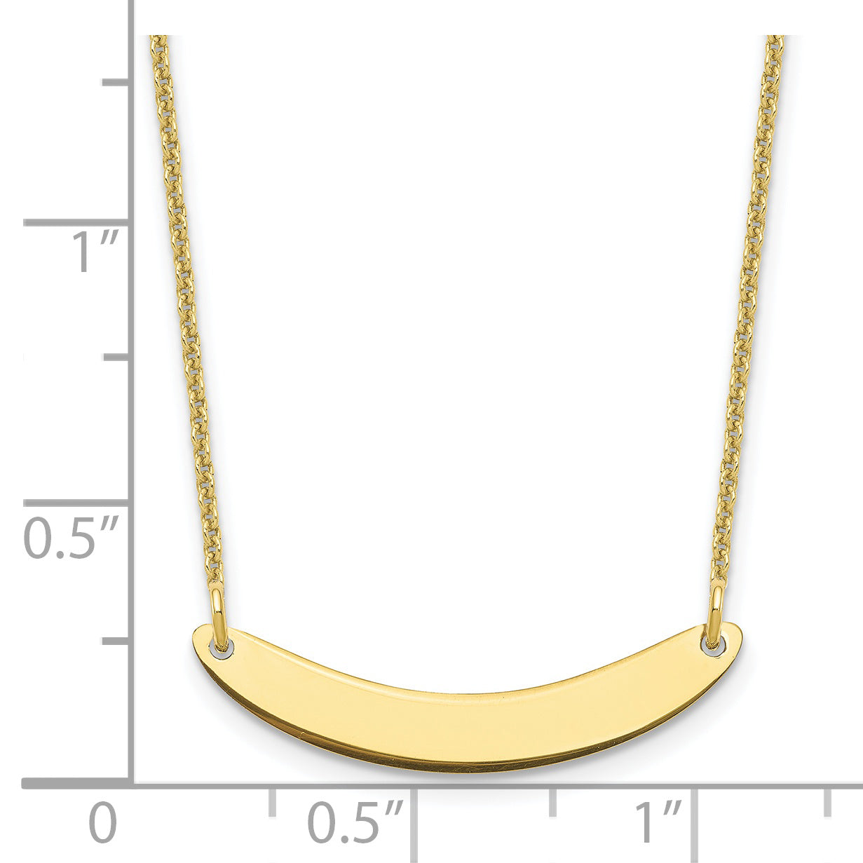 10K Yellow Gold Small Polished Curved Blank Bar Necklace