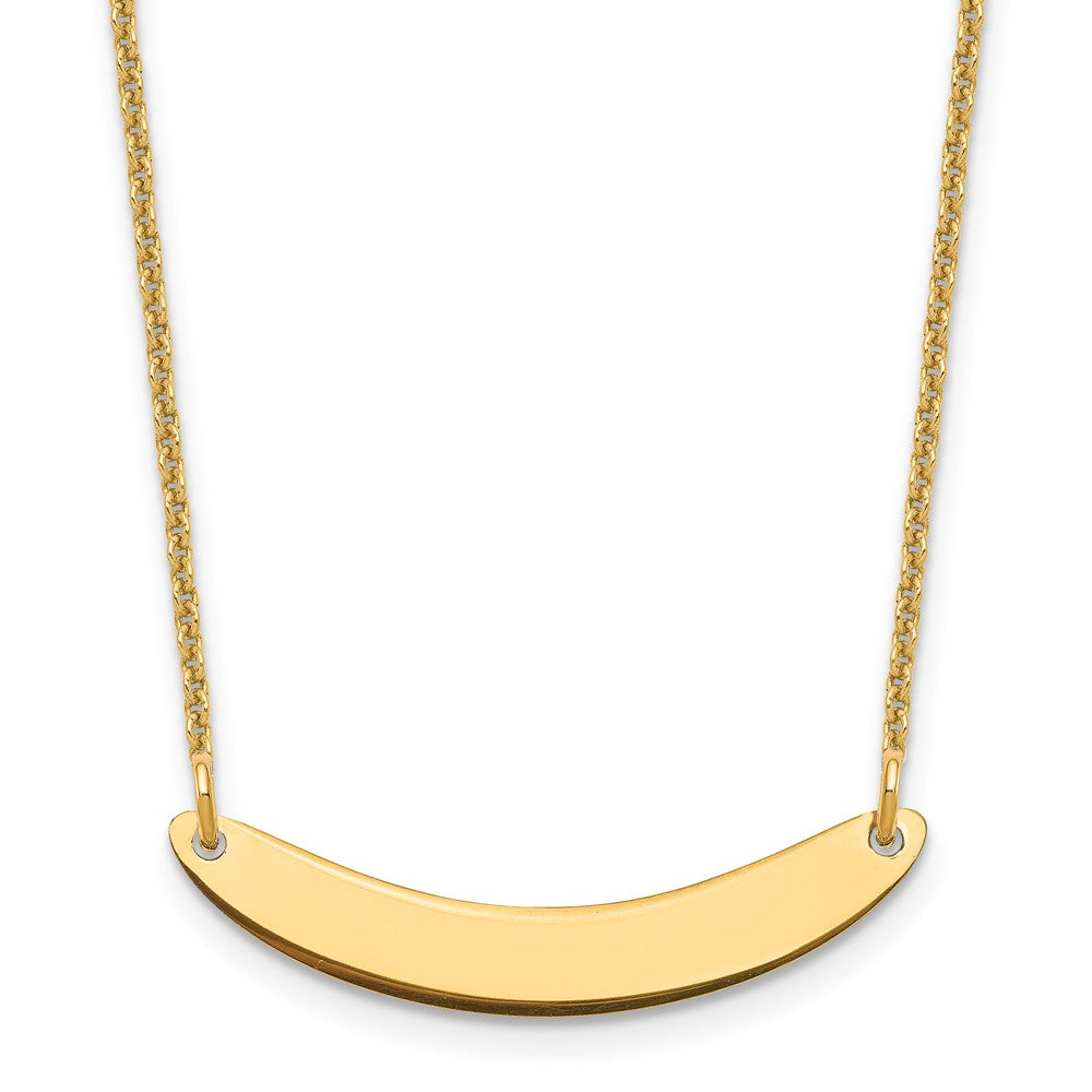 10K Yellow Gold Small Polished Curved Blank Bar Necklace