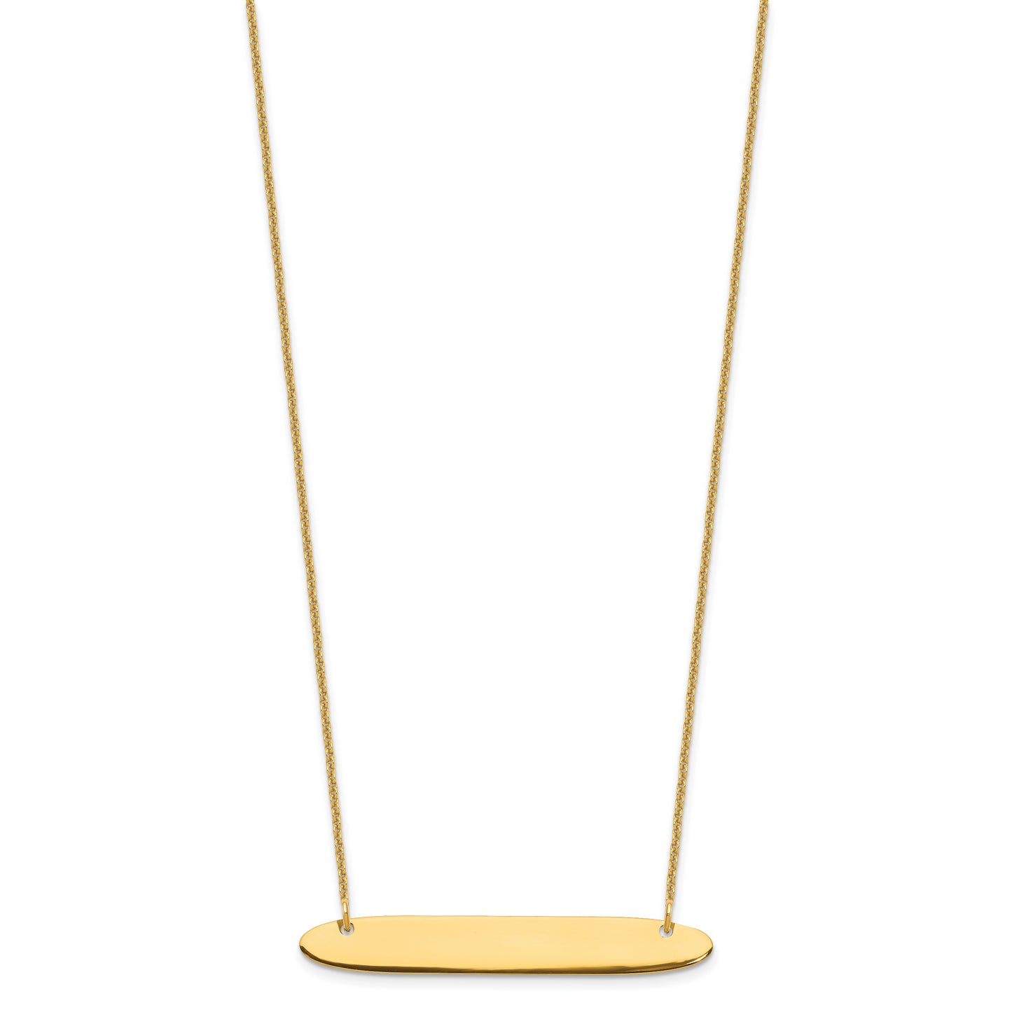 10K Yellow Gold Medium Polished Oblong Blank Bar Necklace