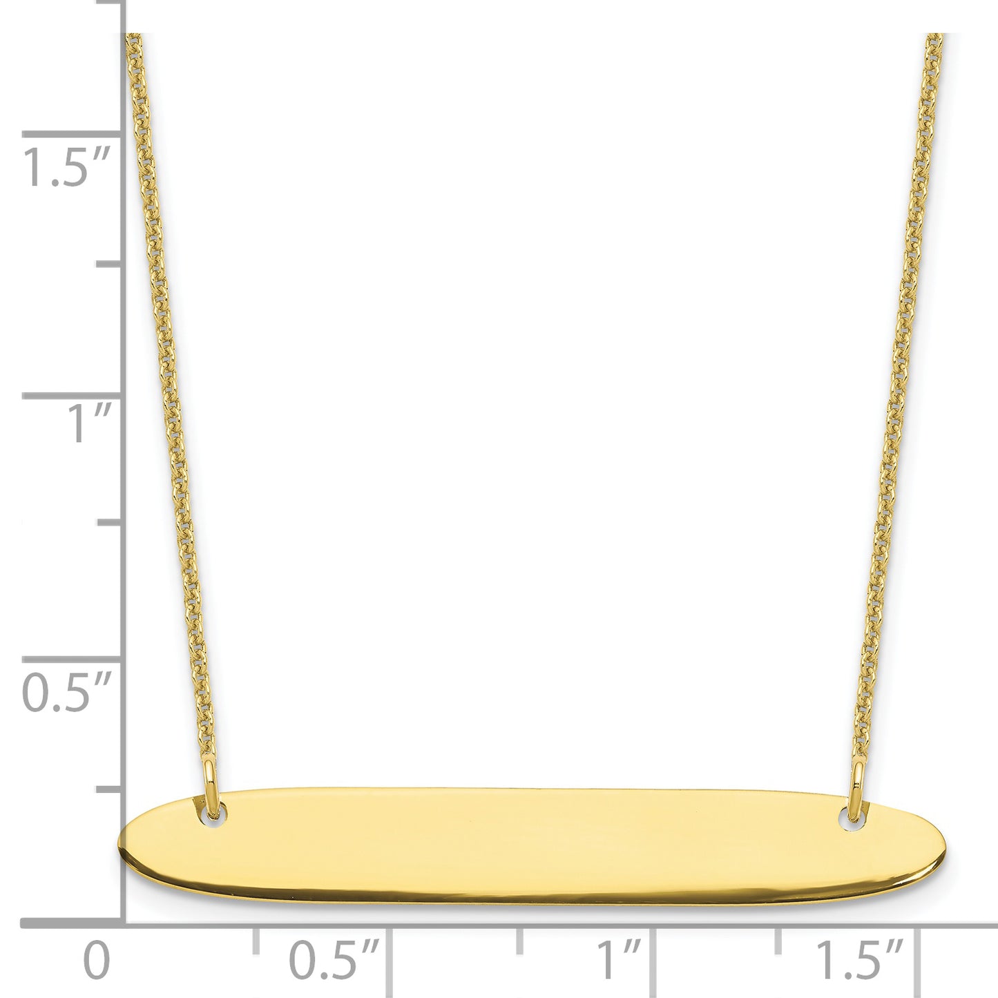 10K Yellow Gold Medium Polished Oblong Blank Bar Necklace