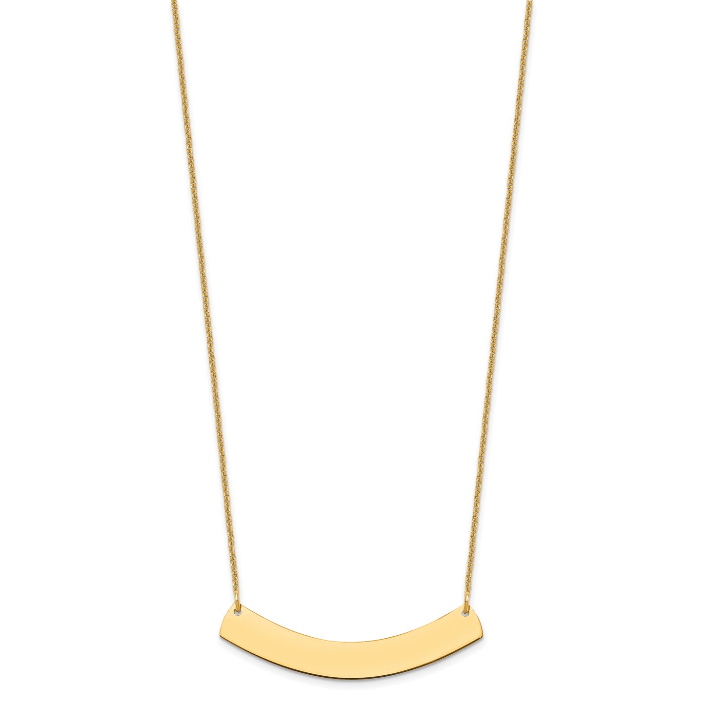 10K Yellow Gold Medium Polished Curved Blank Bar Necklace