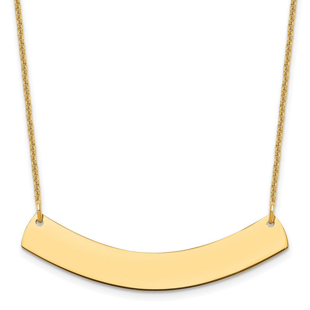 10K Yellow Gold Medium Polished Curved Blank Bar Necklace