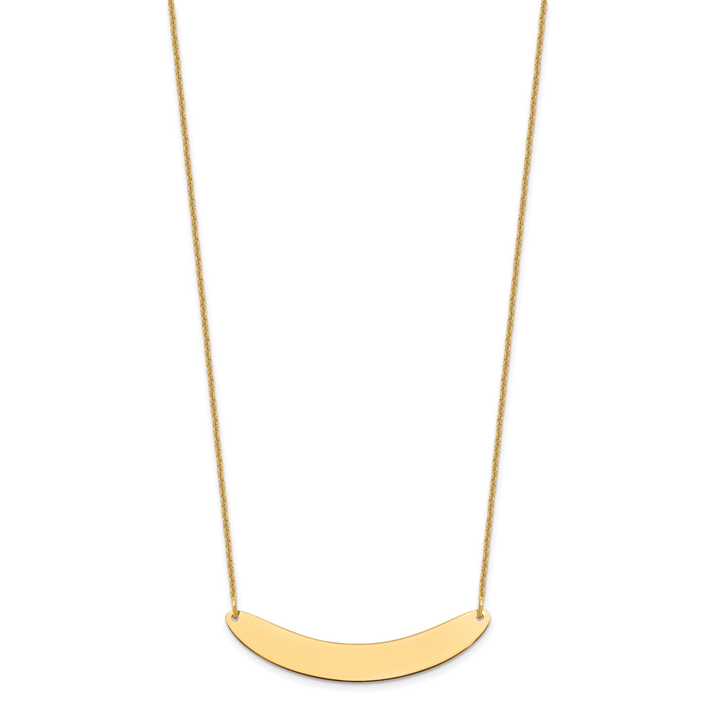 10K Yellow Gold Medium Polished Curved Blank Bar Necklace