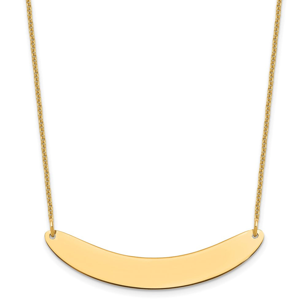 10K Yellow Gold Medium Polished Curved Blank Bar Necklace