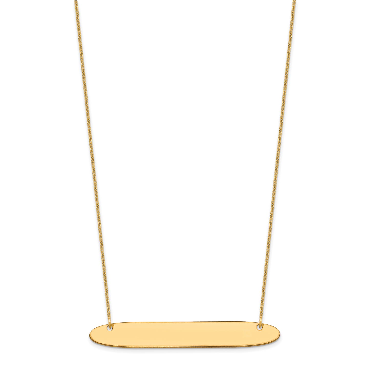 10K Yellow Gold Large Polished Oblong Blank Bar Necklace