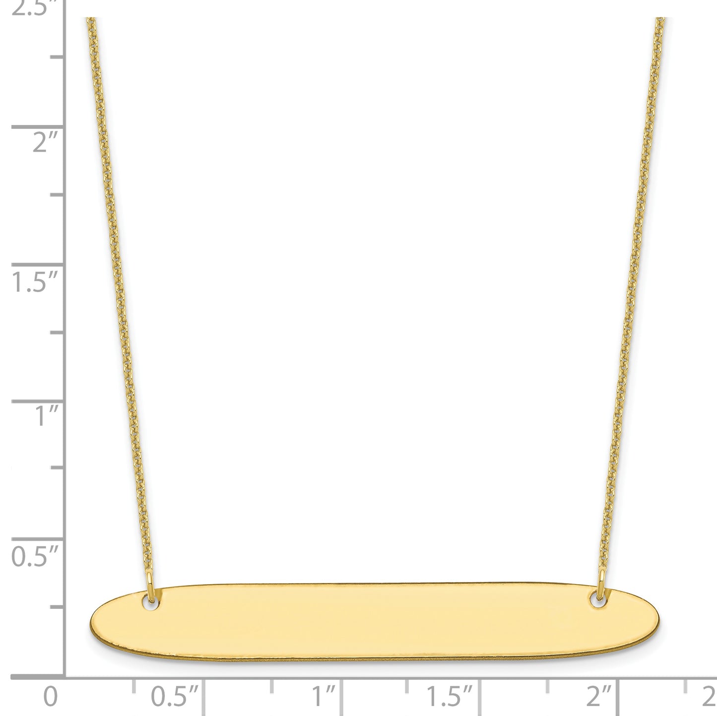 10K Yellow Gold Large Polished Oblong Blank Bar Necklace