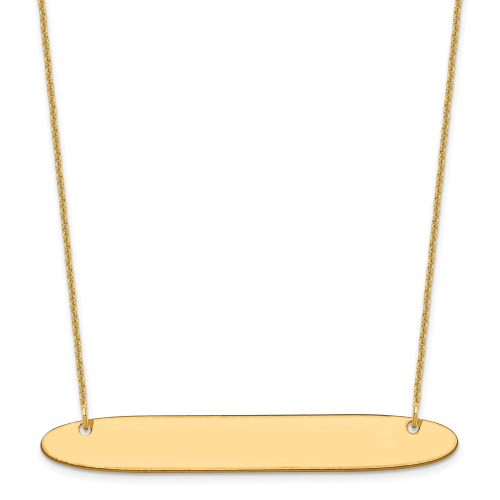 10K Yellow Gold Large Polished Oblong Blank Bar Necklace