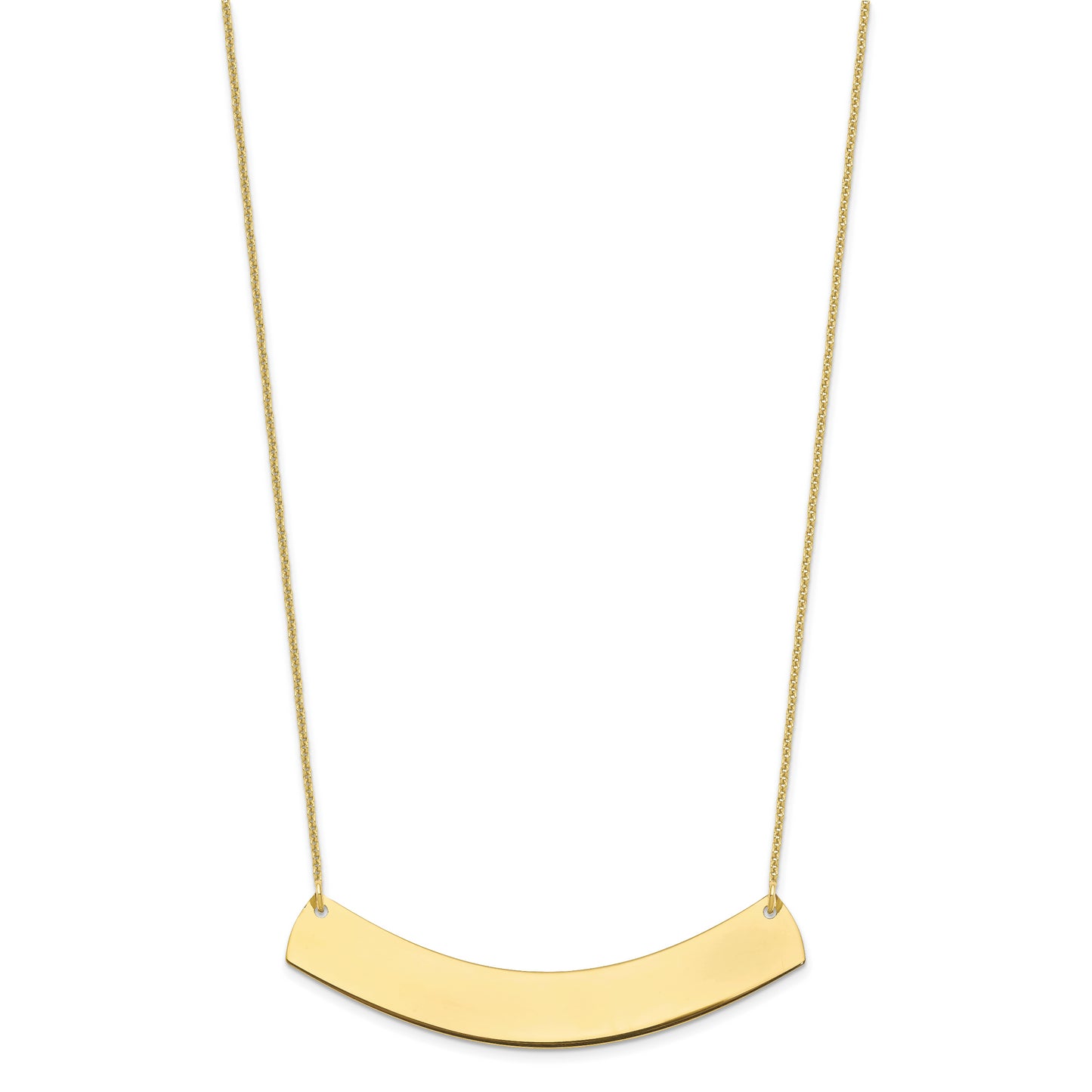 10K Yellow Gold Large Polished Curved Blank Bar Necklace