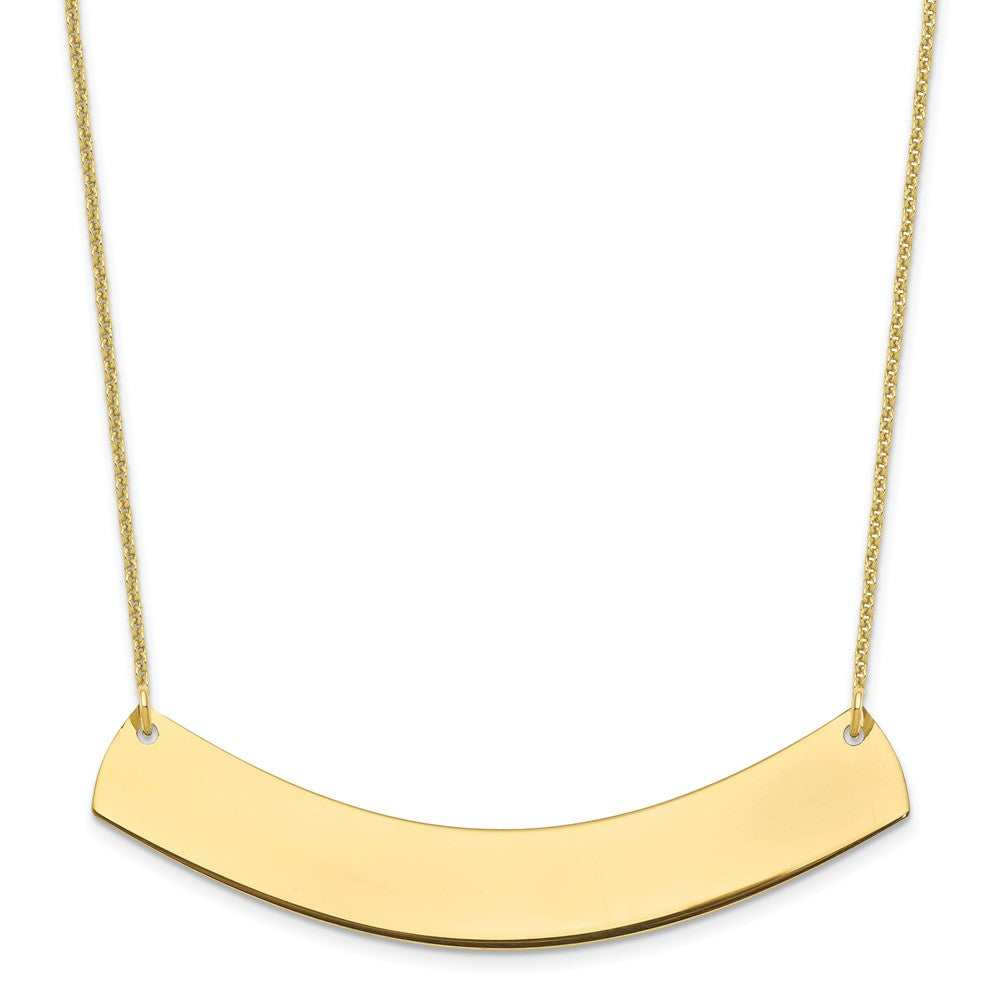 10K Yellow Gold Large Polished Curved Blank Bar Necklace