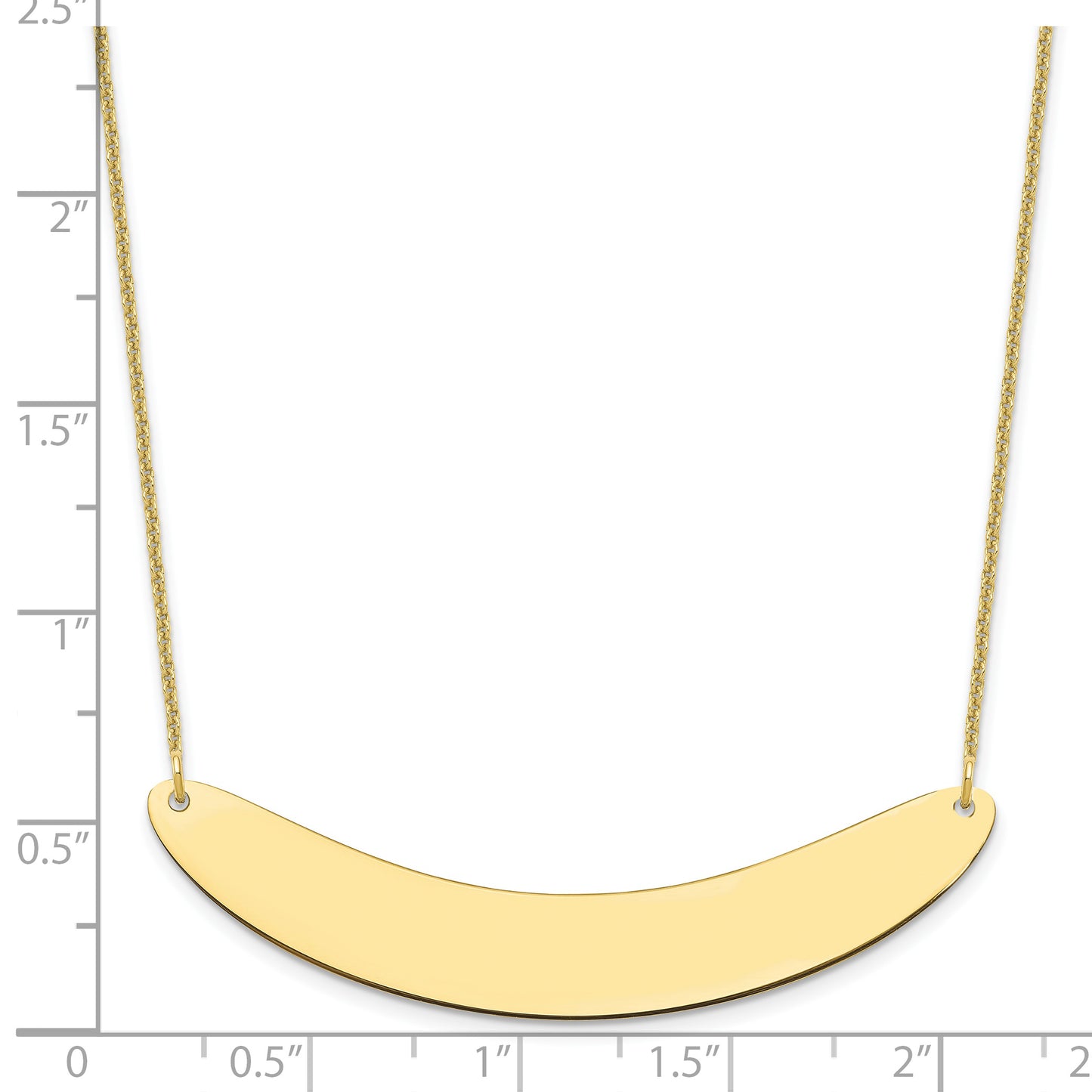 10K Yellow Gold Large Polished Curved Blank bar Necklace
