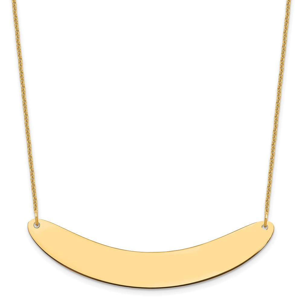 10K Yellow Gold Large Polished Curved Blank bar Necklace
