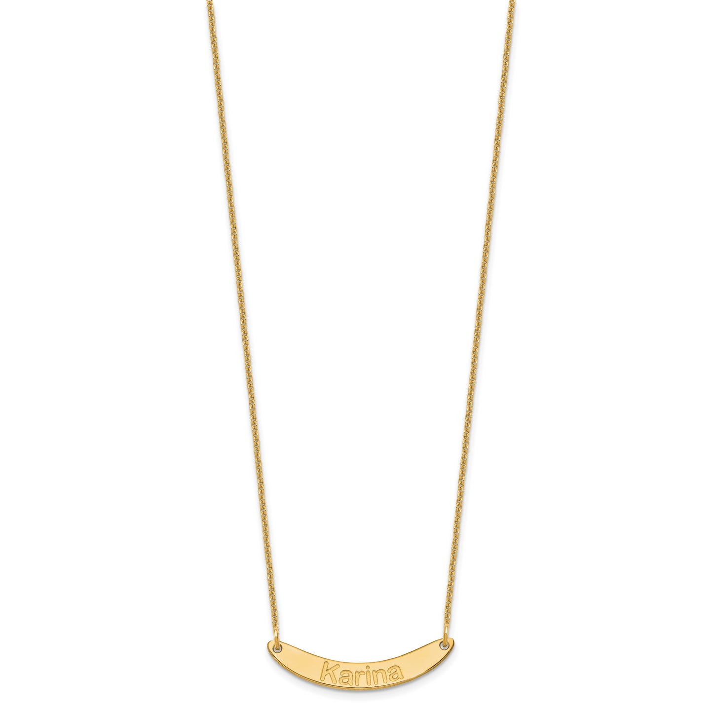 10K Yellow Gold Small Polished Curved Arial Rounded Bar Necklace