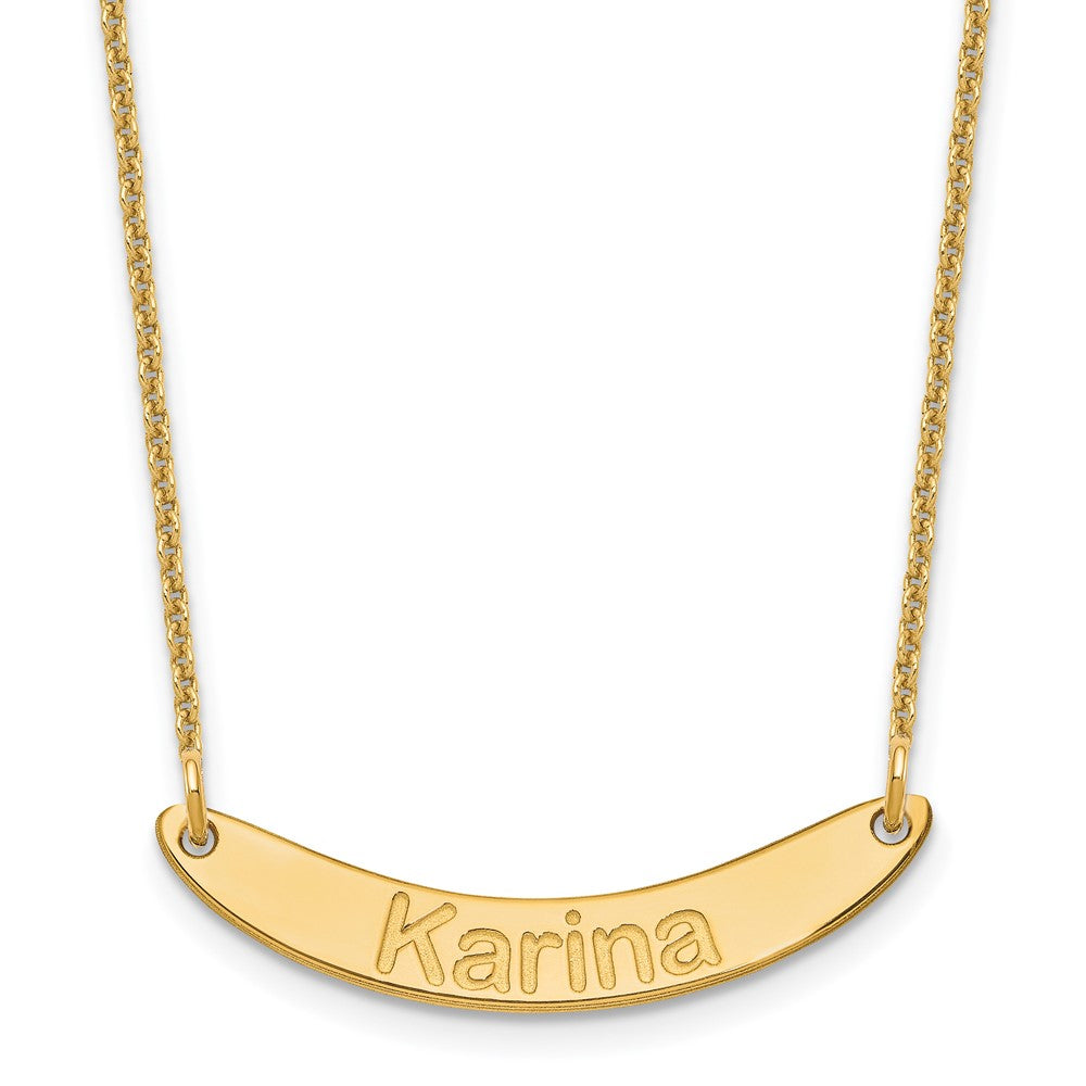 10K Yellow Gold Small Polished Curved Arial Rounded Bar Necklace