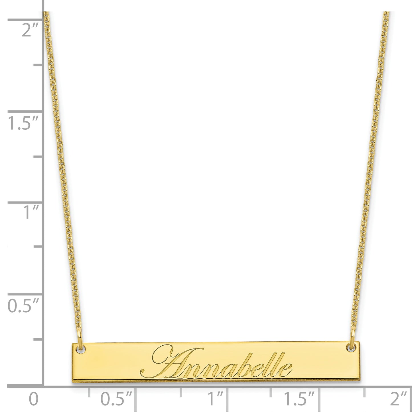 10K Yellow Gold Medium Polished Edwardian Script Bar Necklace