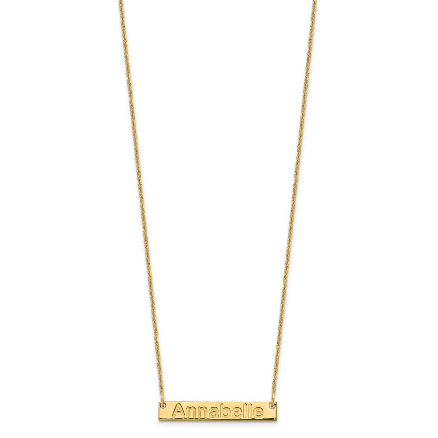 10K Yellow Gold Small Polished Arial Rounded Bar Necklace