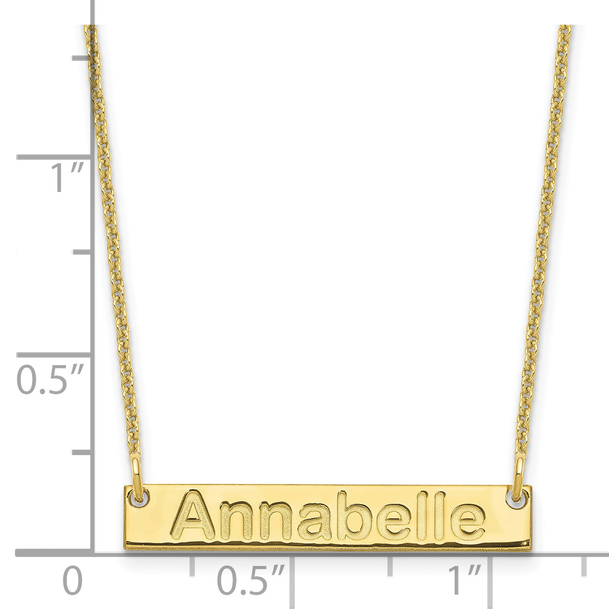 10K Yellow Gold Small Polished Arial Rounded Bar Necklace