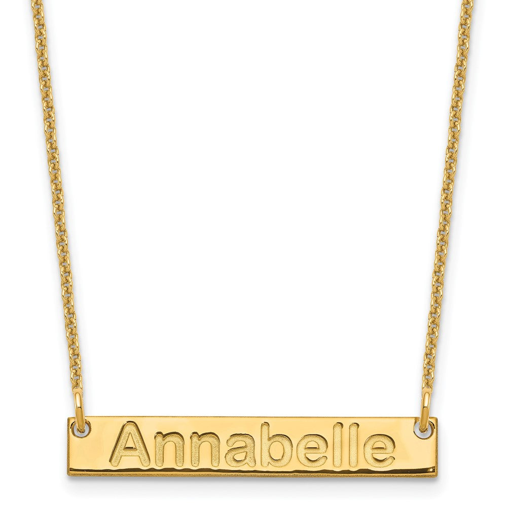 10K Yellow Gold Small Polished Arial Rounded Bar Necklace