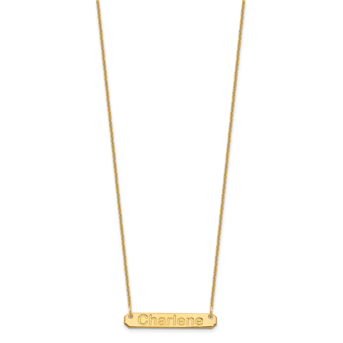 10K Yellow Gold Small Polished Arial Rounded Bar Necklace