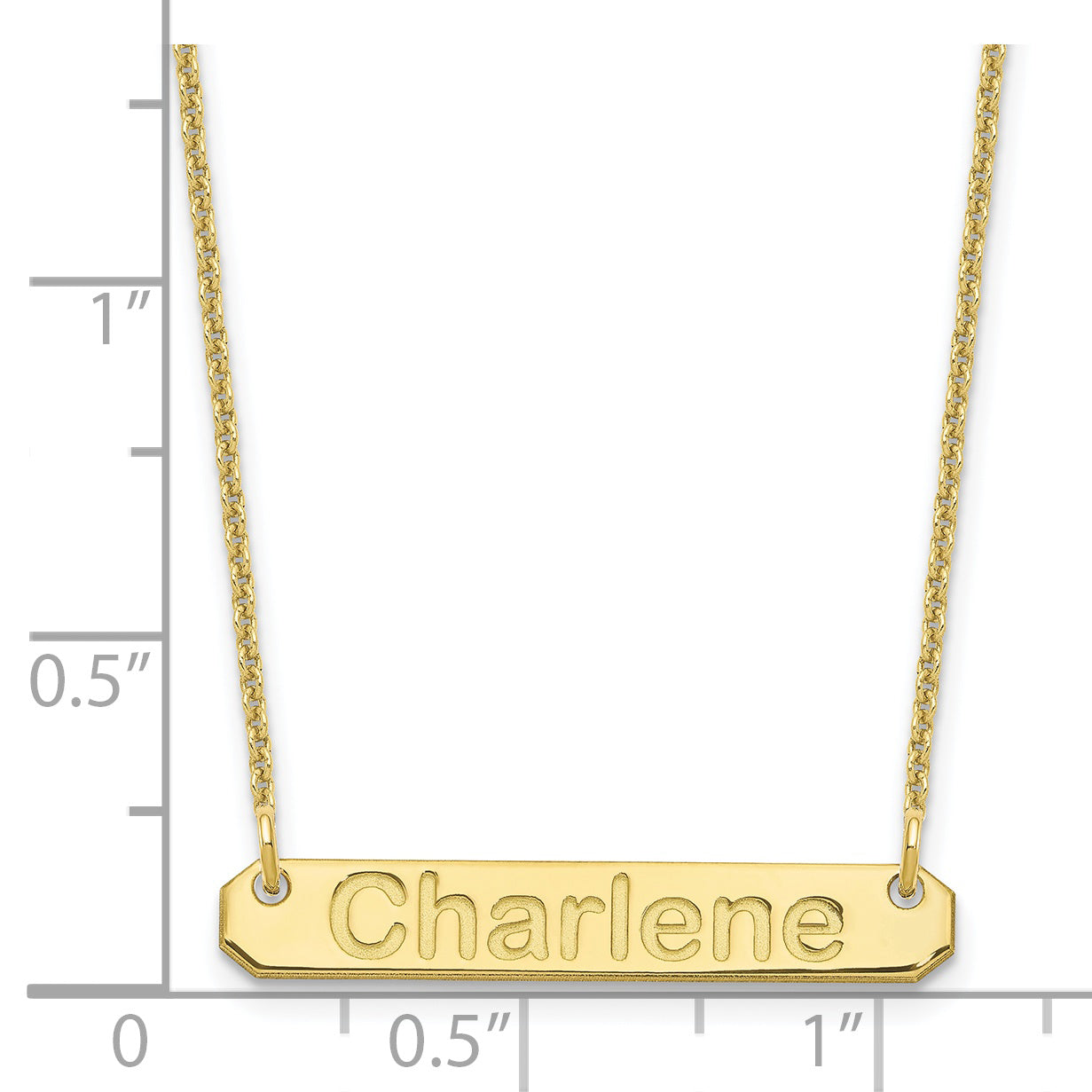 10K Yellow Gold Small Polished Arial Rounded Bar Necklace