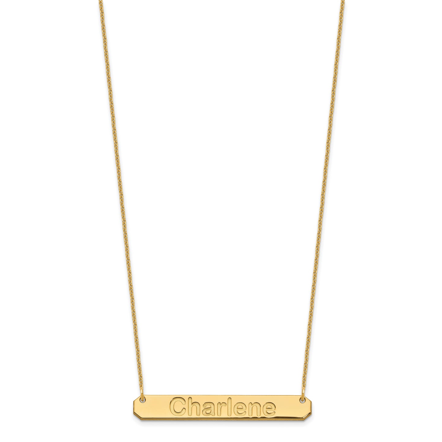 10K Yellow Gold Medium Polished Arial Rounded Bar Necklace