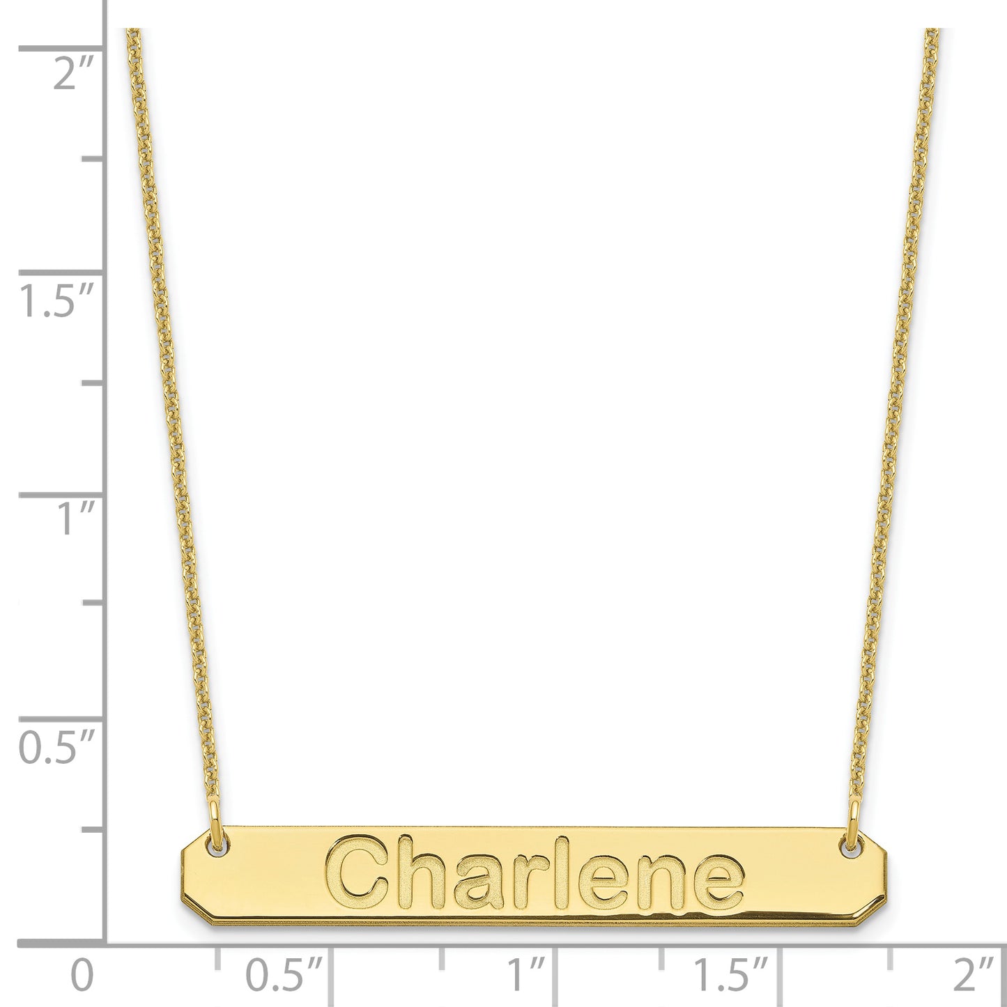 10K Yellow Gold Medium Polished Arial Rounded Bar Necklace