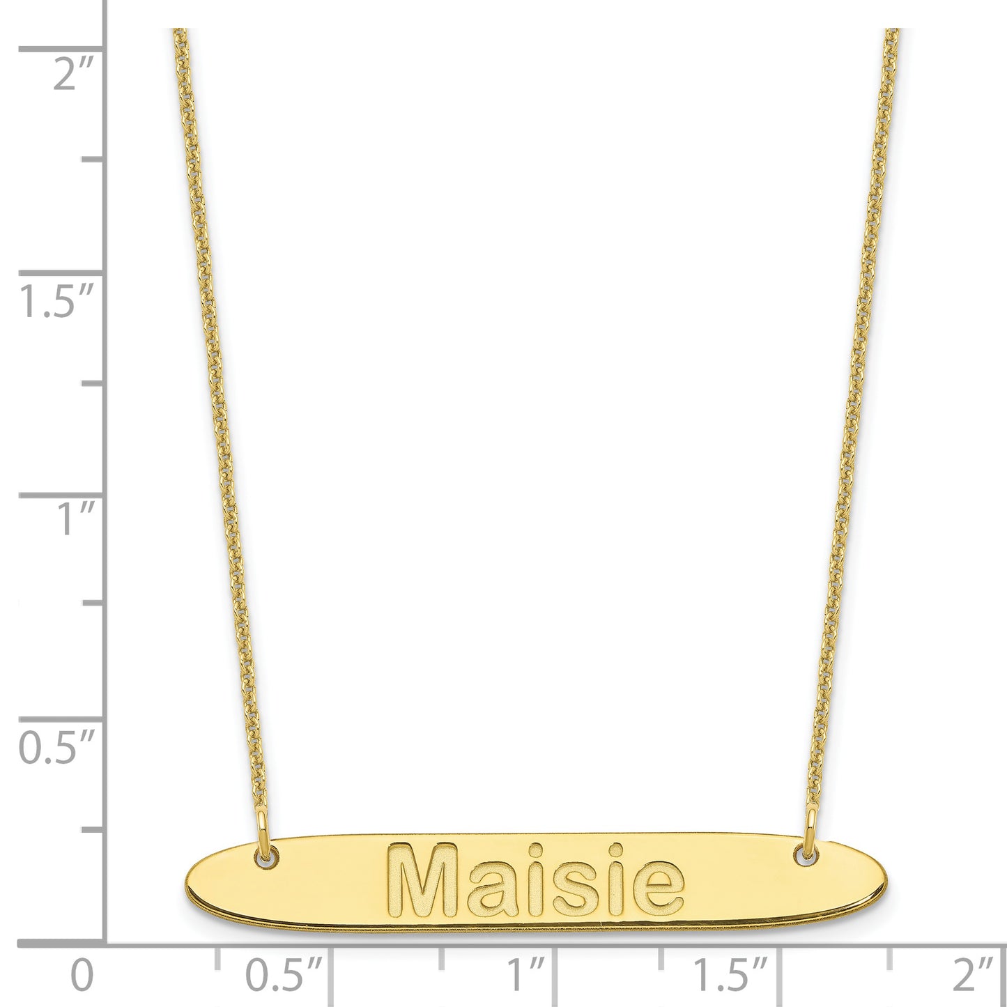 10K Yellow Gold Medium Polished Oblong Arial Rounded Bar Necklace
