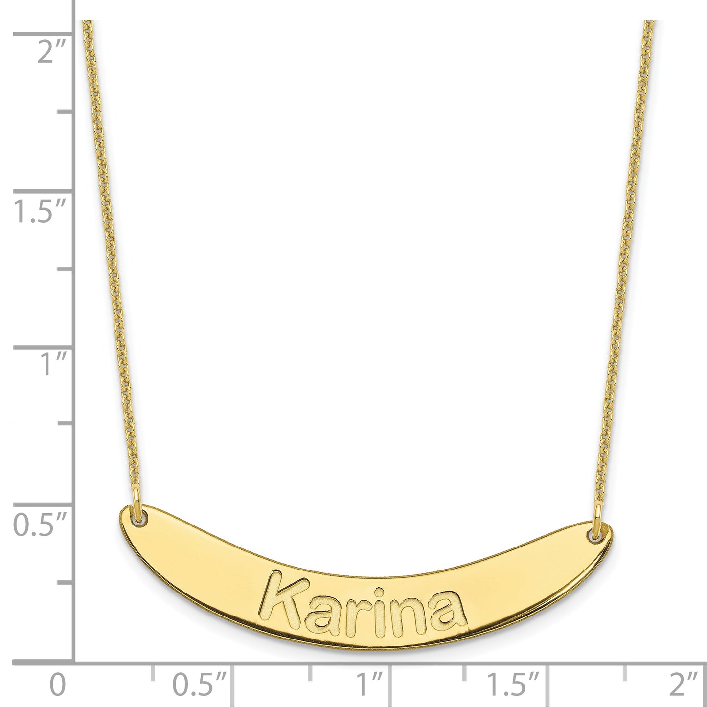 10K Yellow Gold Medium Polished Curved Arial Rounded Bar Necklace