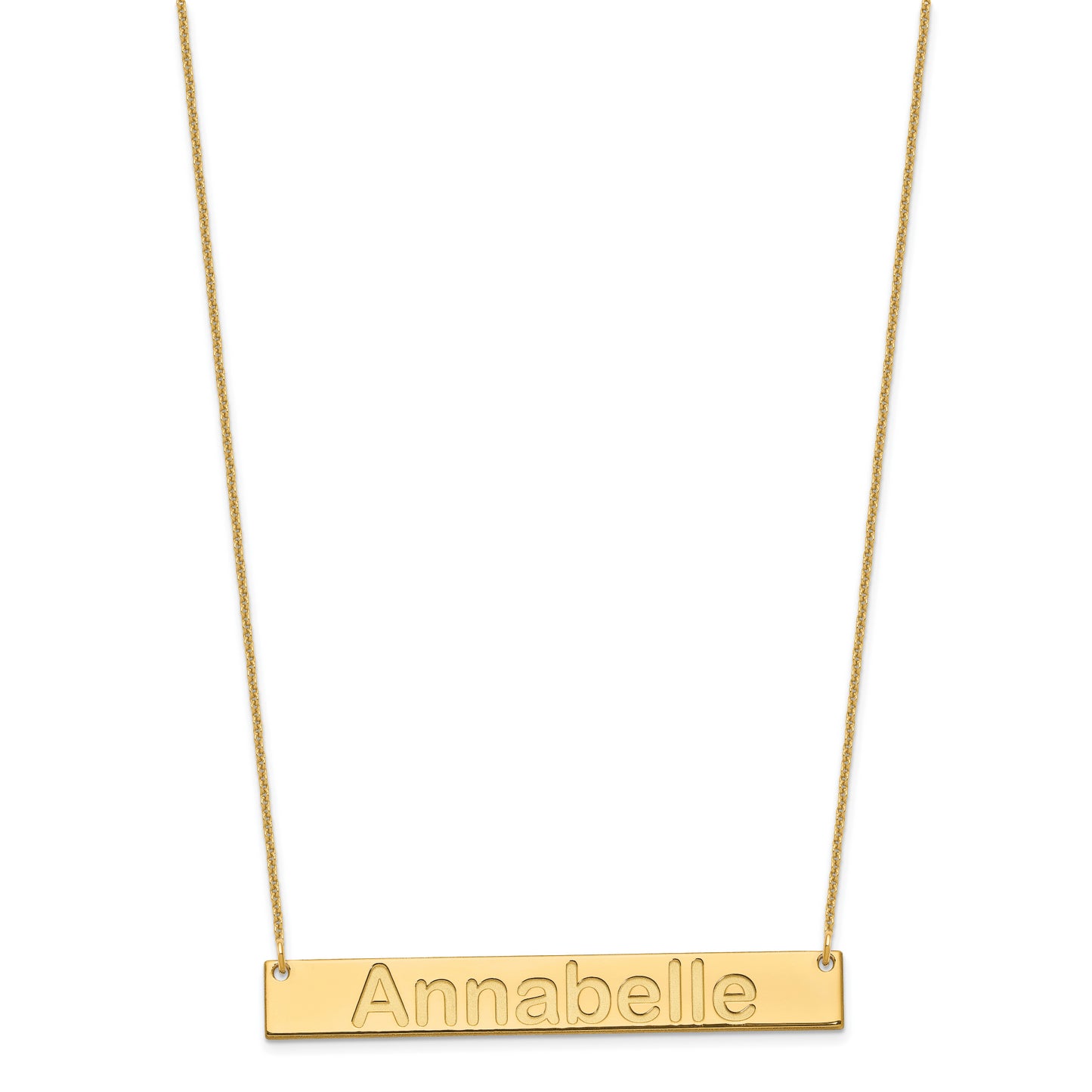 10K Yellow Gold Large Polished Arial Rounded Bar Necklace