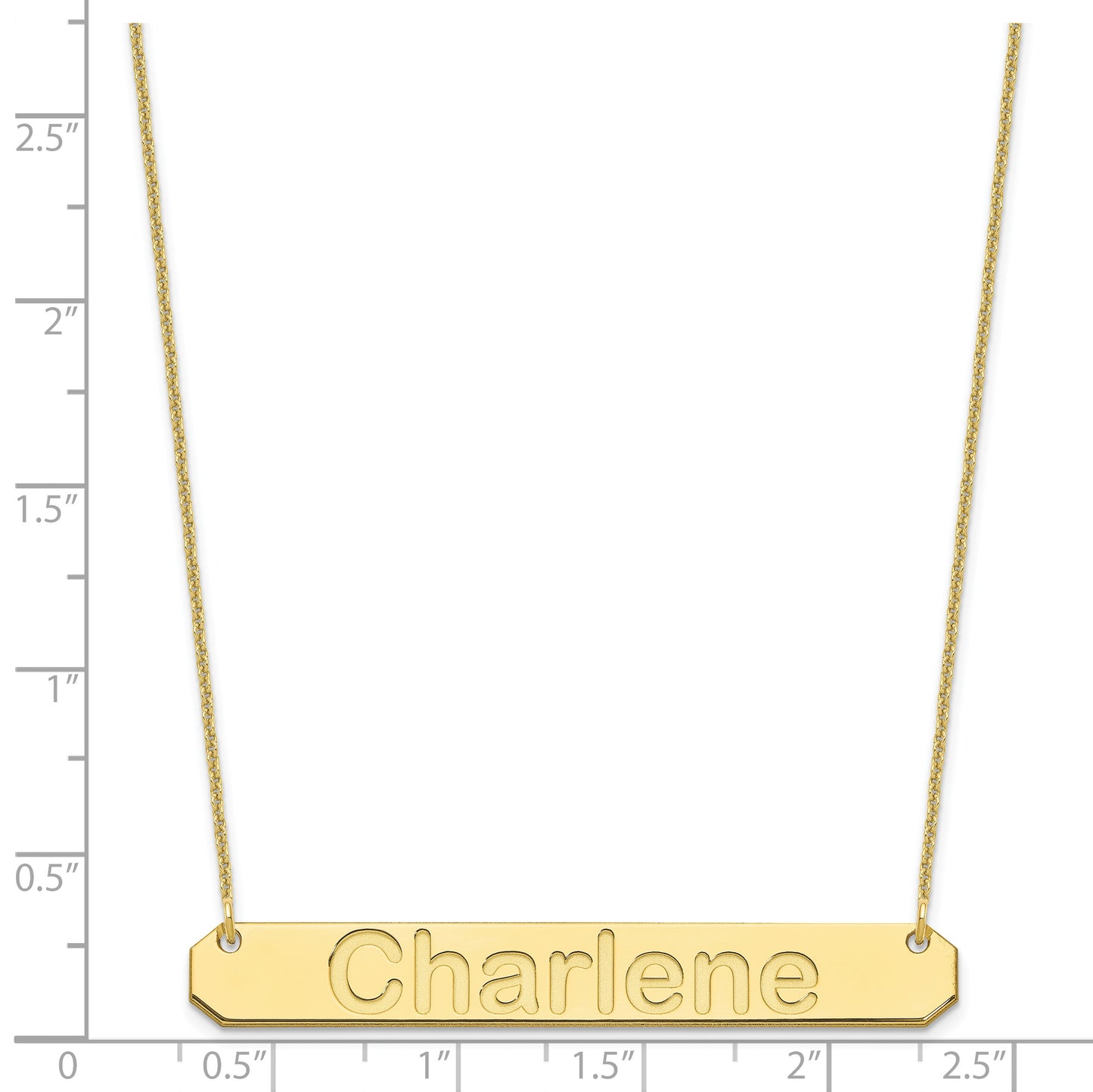 10K Yellow Gold Large Polished Arial Rounded Bar Necklace