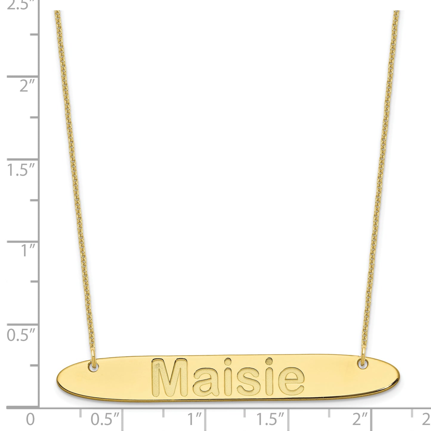 10K Yellow Gold Large Polished Oblong Arial Rounded Bar Necklace