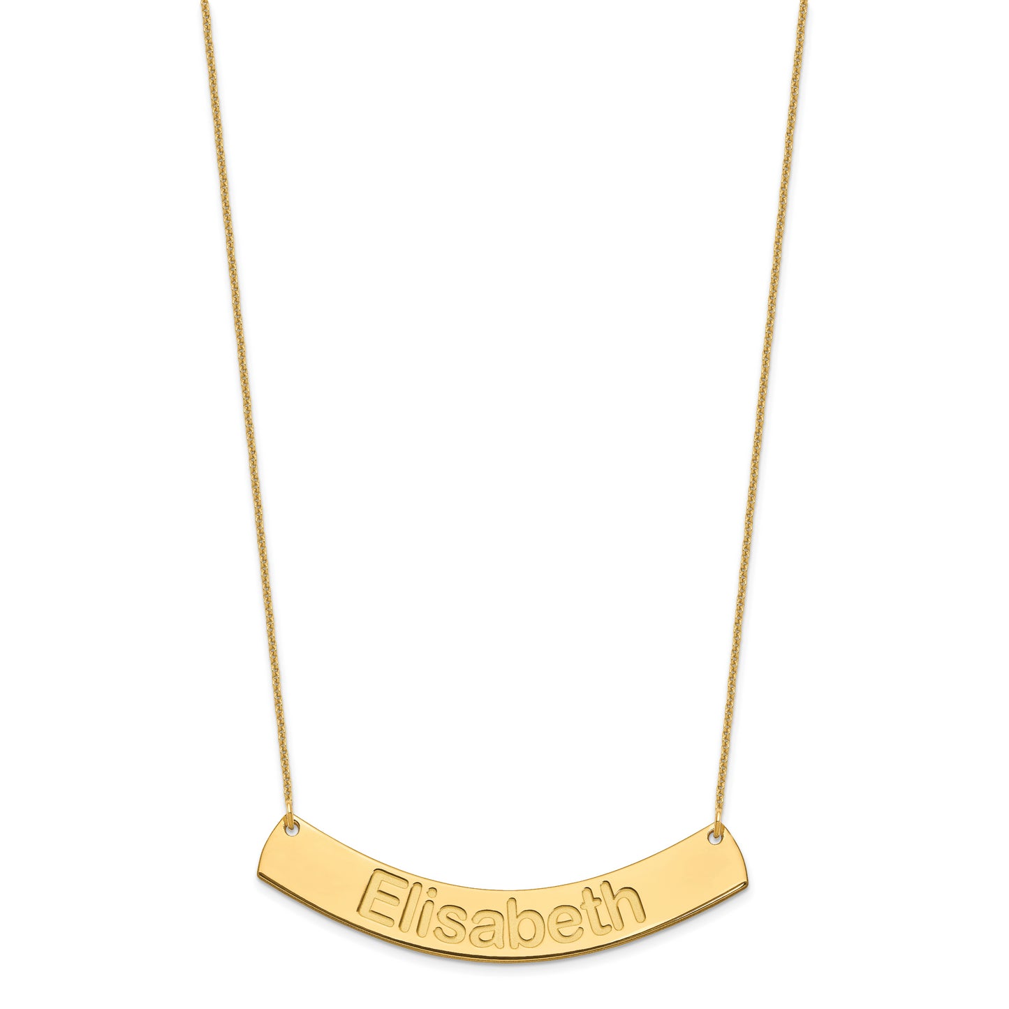 10K Yellow Gold Large Polished Curved Arial Rounded Bar Necklace