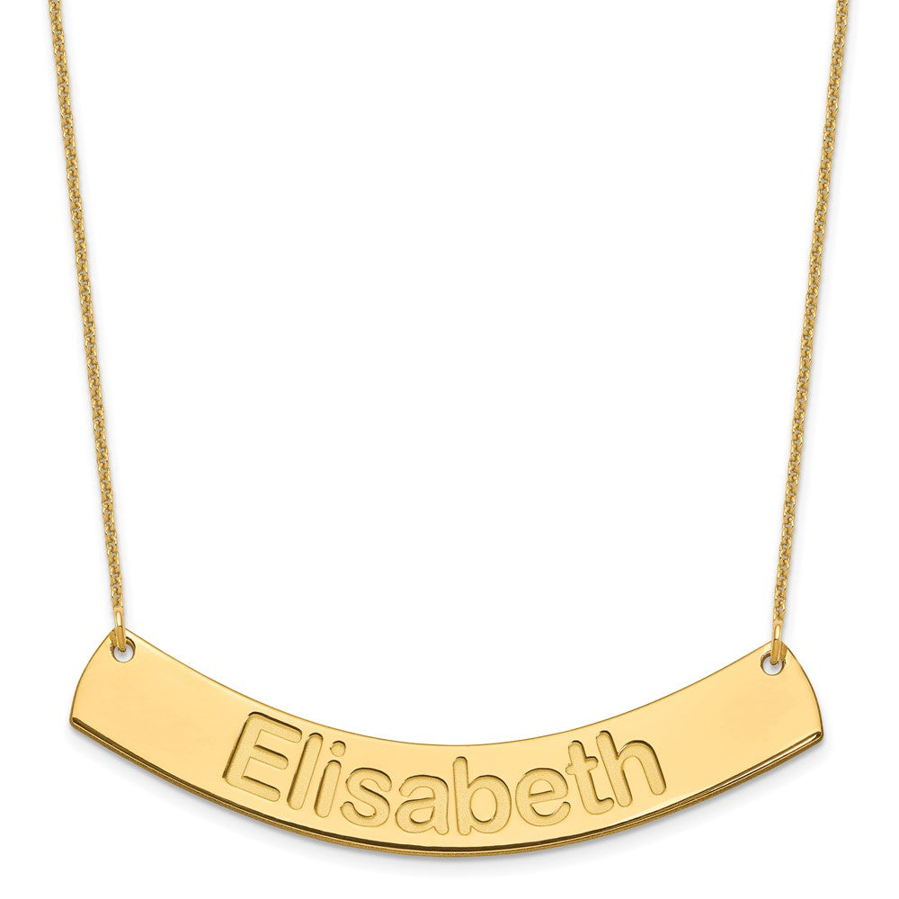 10K Yellow Gold Large Polished Curved Arial Rounded Bar Necklace